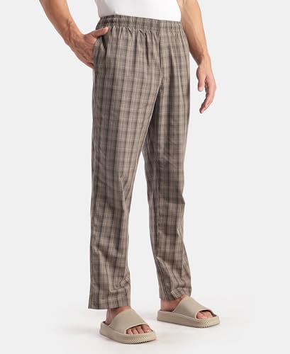 Image of Jockey 9009 Men Super Combed Cotton Woven Fabric Regular Fit Checkered Pyjama with Side Pockets