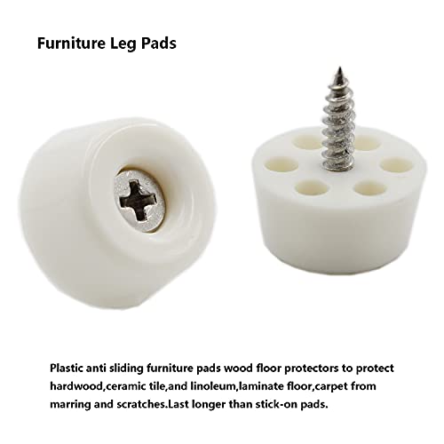 20Pcs Round Furniture Pads,Ttzeze Heavy Duty Nail-On Abs Plastic Pad For Wood Furniture And Hard Floor Surfaces Chair Cabinet Table Sofa Couch Stool Leg Feet Floor Protectors Slide Smoothly (White) #TOP2