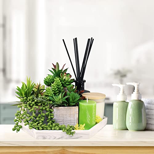 Winlyn 3 Pcs Artificial Potted Succulents Plants Faux Succulents Plants Artificial Arrangement Assorted Succulents In Wooden Pot For Home Bathroom Table Windowsill Shelf Office Desk Indoor Décor #TOP4