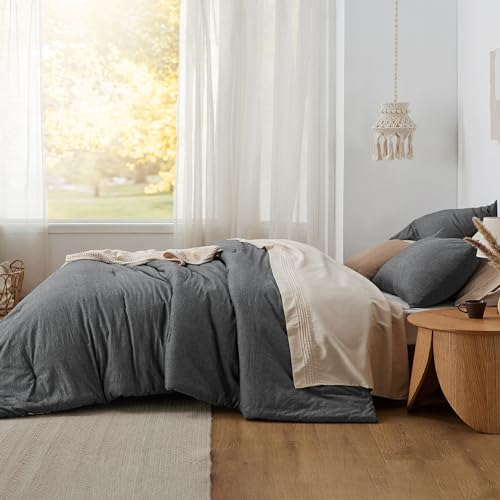 Bedsure COMFORTER SET-WASHED COTTON Comforter Set Queen Size Dark Grey - Cotton Fabric thumb #6