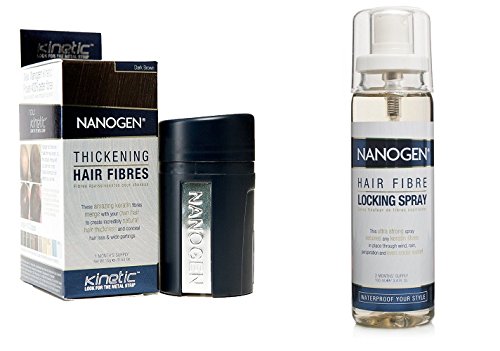 Nanogen - Combo of Nanogen Thickening Hair Fibres Dark Brown 15gms with Locking Spray