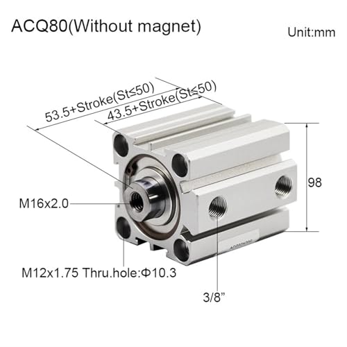 Vérin pneumatique ACQ80 alésage 80mm pour automatisation industrielle et espace réduit