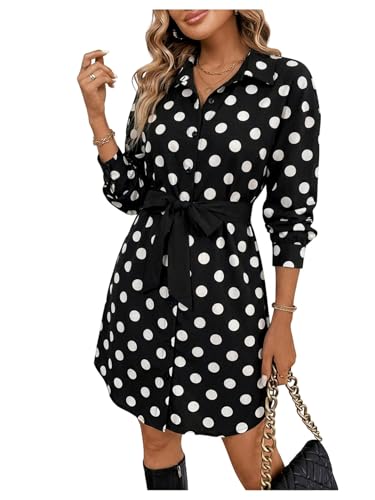 Image of SweatyRocks Women's Metallic Gold Long Sleeve Dresses Collar Shirtdress Casino Night Party Outfit