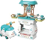 Kadii Arztkoffer für Kinder Spielzeug Set 2 in 1 Kinderfahrzeug Doktor Geschenk ab 3 Jahre 24 Teile