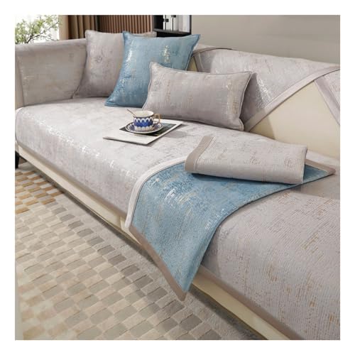 AOPPLSOT Sofa Cover 3 Seater, Sofa Cover Non-Slip, Couch Cover Protection, Couch Covers Corner Sofa, Chenille Sofa Cover, Dog Cat Sofa Pads,Grey,70 * 210cm