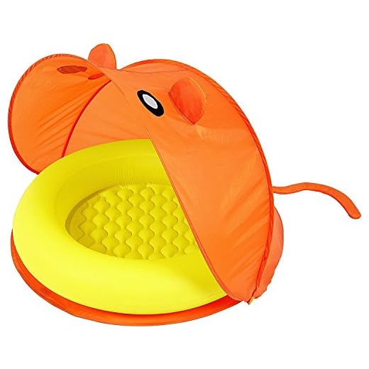 Bieco 22051110 – Baby bad och lekpool med popup solskyddstält, motiv: mus, orange, ca 97 x 97 x 74 cm
