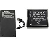 WELLSKY DMW-BCK7 NCA-YN101F 互換バッテリー 1個 + 超軽量 USB Type-C 互換充電器 バッテリーチャージャー DWM-BTC8 1個 [2個セット] 純正充電器で充電可能 残量表示可能 純正品と同じよう使用可能 端子保護カバー付き パナソニックルミックス