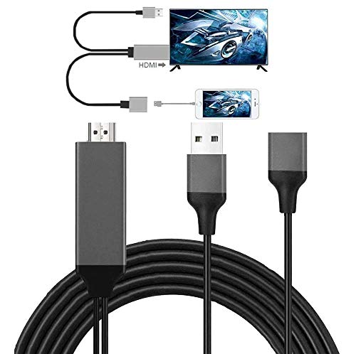 SAYESON HDMI Cables Adapter USB to HDTV Cable, Wire Dongle USB Male + USB Female to HDMI Male 1080P HDTV Mirroring Cable Compatible with iPhone/iPad/S9/S8/Note 8 and More Steaming Sharing (Black)