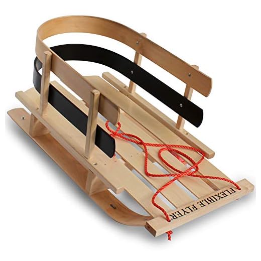 Flexible Flyer BCL-40 Premium Baby Sleigh. Toddler Boggan. Wooden Pull Sled for Kids, 29 x 14 x 11.5 inches