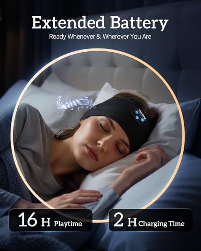 Image of Perytong Sleep Headphones Bluetooth 5.4 Headband, Wireless Sleep Headphones with Ultra-Thin HD Stereo Speakers for Side Sleepers, Soft & Sweat Resistant Sport Headband for Yoga Travel Workout