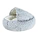 YO-HAPPY Tondo Peluche scavando Grotta con Cappuccio Letto per Gatti Nido per Dormire al Coperto Cuddler Gattino