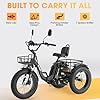 Skeri Electric Tricycle for Adults, 750W(Peak 1350W) Motor Etrike, 20"x4" Folding Fat Tire Electric Trike, 48V13Ah Battery, 3-Wheel Electric Bike, Front & Rear Basket & Differential, Classic Black #1