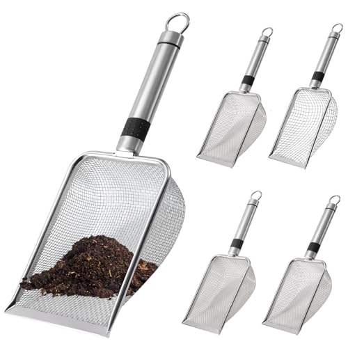BAISHUN 5Pcs Garden Soil Sieve, Gardening Sand Compost sieve/Riddle with Handle for Soil and Stones 1mm/2mm/2.8mm/3.8mm/5mm Mesh,Rocks Sieve Dirt Sieve Shovel