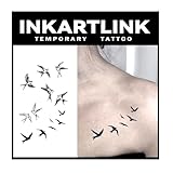 INKARTLINK Tattoo Tech, 2 Sheets Extra-Large Semi Permanent Tattoo, Adult Art Design Temporary Tattoos, Lasts 1-2 Weeks, Waterproof, Realistic Look, No Adhesive, No Reflection (Swallow Design)