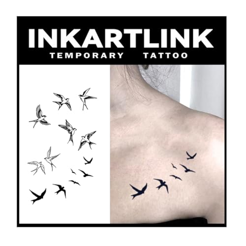 INKARTLINK Swallow Temporary Tattoos, 2 Sheets, Lasts 1-2 Weeks