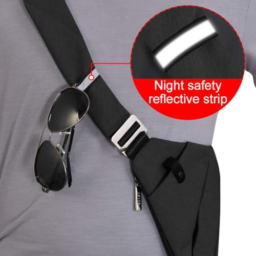 OSOCE Lightweight Sling Bag, Anti Theft Crossbody Bags for Women Men Casual Shoulder Crossbody Sport Travel Hiking Bag,Black,Small - Thumbnail 6