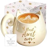 EUJTCO Best Aunt Gifts for Women, Auntie Appreciation Gift Ideas with Coffee Mug Necklace, Aunt Mothers Day and Birthday Presents from Niece Nephew