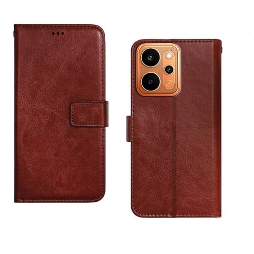 Image of amazon basics Realme P4 Power 5G Flip Cover | Card Pockets Wallet & Stand | Flip Cover for Realme P4 Power 5G (Brown)
