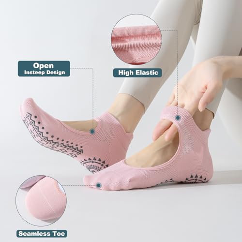 Pilates Socks Grip Socks, Grippy Sock Woman Yoga Slipper Crew Ankle Non Slip Sticky Barre Ballet Sock Hospital4