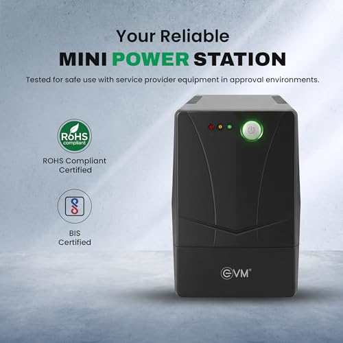 Image of EVM EPS720 600VA /360W Line Interactive UPS - Backup Power for PC, CCTV, WiFi Router & DVR /NVR, Wide Input 140-300V AC, Pure Sine Wave Output - 2 Year Warranty (EPS720)