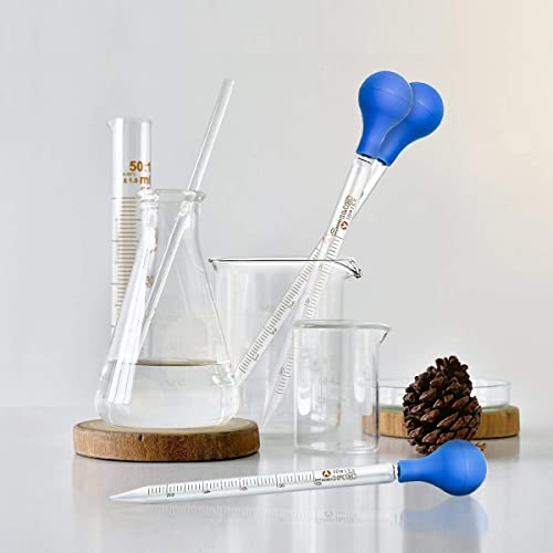 Hoaoh Glass Pipettes Set 2X10Ml+5Ml Glass Graduated Pipettes Dropper With Big Rubber Cap Dropping Lab Pipette Transfer For Liquid Essential Oil #TOP3