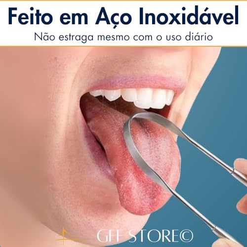 Kit 2 Raspadores de língua Aço Inoxidável Elimina o Mau Hálito Toxinas e Resíduos Fácil de limpar An