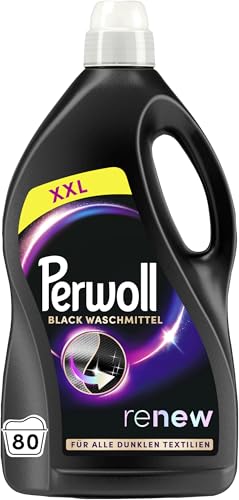 Perwoll Renew Black Waschmittel (80 Waschladungen) Feinwaschmittel reinigt sanft und erneuert dunkle Farben und Fasern für alle dunklen Textilien mit Dreifach-Renew-Technologie