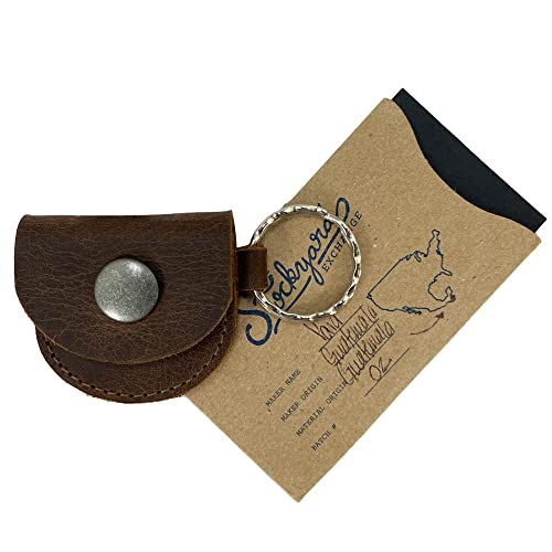 Hide & Groom, Rustic Ring Case Keychain Handmade From Full Grain Leather, Key Organizer, Easily Attach To Keys, Bride & Jewelry Storage - Bourbon Brown #TOP6