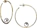 JANIS BY JANIS SAVITT Floating Pearl Hoop Earring Yellow Gold with White Pearl
