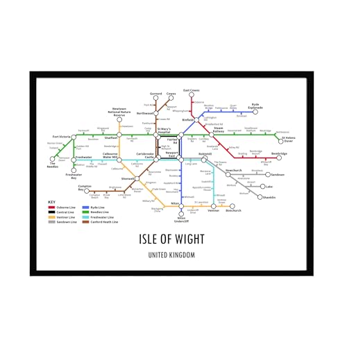 Isle of Wight Underground Style Transport Map Art Print A3 A4 Gift (A3, Unframed)
