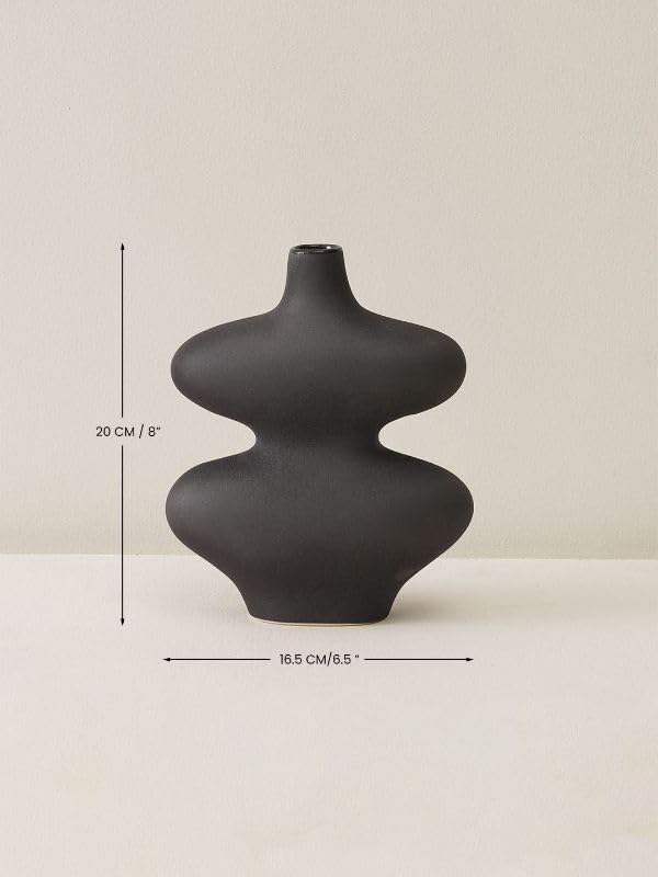Image of PUREZENTO Chess Farmhouse Vase Black and White Set of 5 Matte Finish Ceramic Designer Flower Vase for House Decor Centre Table Bedroom Side Corner