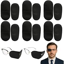 Amblyopia Lazy Eye Patches for Kids & Adults - 12 Pcs, Lightweight Breathable Glasses Cover for Left or Right Eye, Support for Amblyopia Strabismus and Post-Surgery, Black