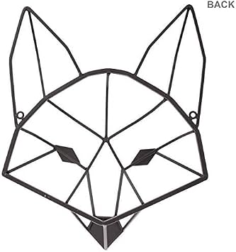 Everydecor Brown Geometric Fox Head Metal Wall Art Decor for Home Office Kitchen Living Room Bedroom Farmhouse Indoor and Outdoor Fox Sign Decoration