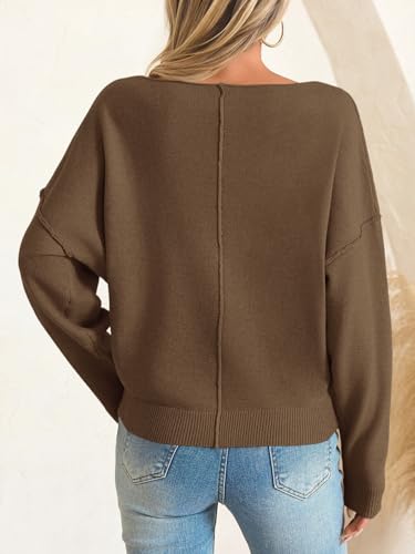 Image of Saodimallsu Womens Off The Shoulder Sweater Boat Neck Batwing Sleeve Knit Pullover 2025 Cute Casual Trendy Jumper Tops