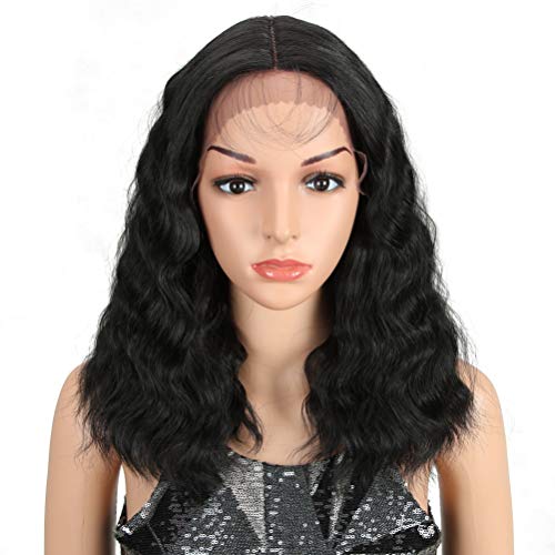 Style Icon 15" Short Wavy Wig Lace Front Wig Synthetic Wigs for Women Heat Resistant Replacement Wig Density 130% (15" Short Wavy Wig, 1B)