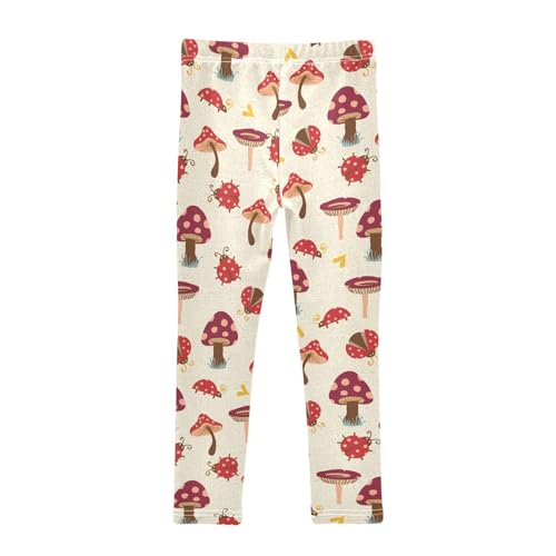Red Mushrooms Girls' Leggings Toddler Doodles Lady Bugs Kids Yoga Pants Dance Active Tights 4T2