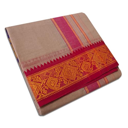 Image of vimayam pure cotton 3 inch border colour dhoti 9X5(Assorted Border design and colours)
