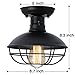 KingSo Industrial Metal Cage Ceiling Light, Upgrade E26 Rustic Mini Semi Flush Mounted Pendant Lighting Dome/Bowl Shaped Lamp Fixture Farmhouse Style for Foyer Kitchen Garage Porch Entryway