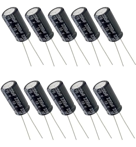 SMART COMPONENTES ELETRÔNICOS - Kit de 10 Capacitores Eletrolíticos 2200uF 16V 105°C Redondo