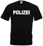 polizei shirt original Fruit of the Loom World-of-Shirt Herren T-Shirt Polizei Funshirt schwarz-XXXL