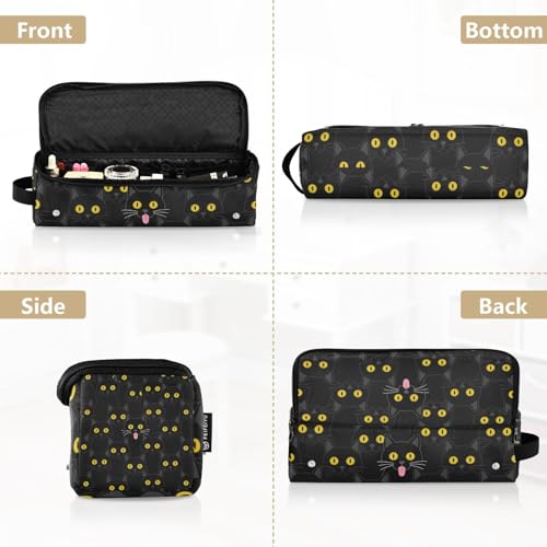 Bolso de viaje para herramientas de cabello con tapete resistente al calor y gran capacidad, negro con gatos y ojos amarillos miniatura 5