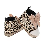 Girls High-top Toddler Leopard Print Star Bow Cute Sneakers Baby Sneakers and Socks Newborn Gift (Br