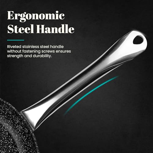 Wecook! Professional Padella Induzione 32Cm, Antiaderente Ecologico In Pietra Senza Pfoa, Alluminio Forgiato, 2,8 Mm Spessore, Rame, Maniglia In Acciaio Inox, Vitroceramica, Gas, Forno - 8