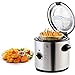 Friteuse électrique, 1,5 L avec température réglable, panier amovible pour comptoir 1000 W pour un nettoyage facile, acier inoxydable