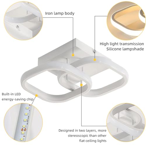 ELEPHANTBOAT® 22W Chandelier Lights for Ceiling, Modern Ceiling Lights LED Acrylic Minimalism Square LED Ceiling Lamps for Hallway Office Bedroom Kitchen Living Room