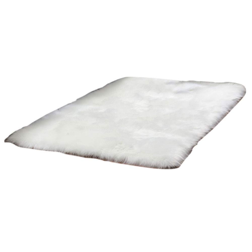 Tapis fausse fourrure premium moelleux blanc pour deco de standing