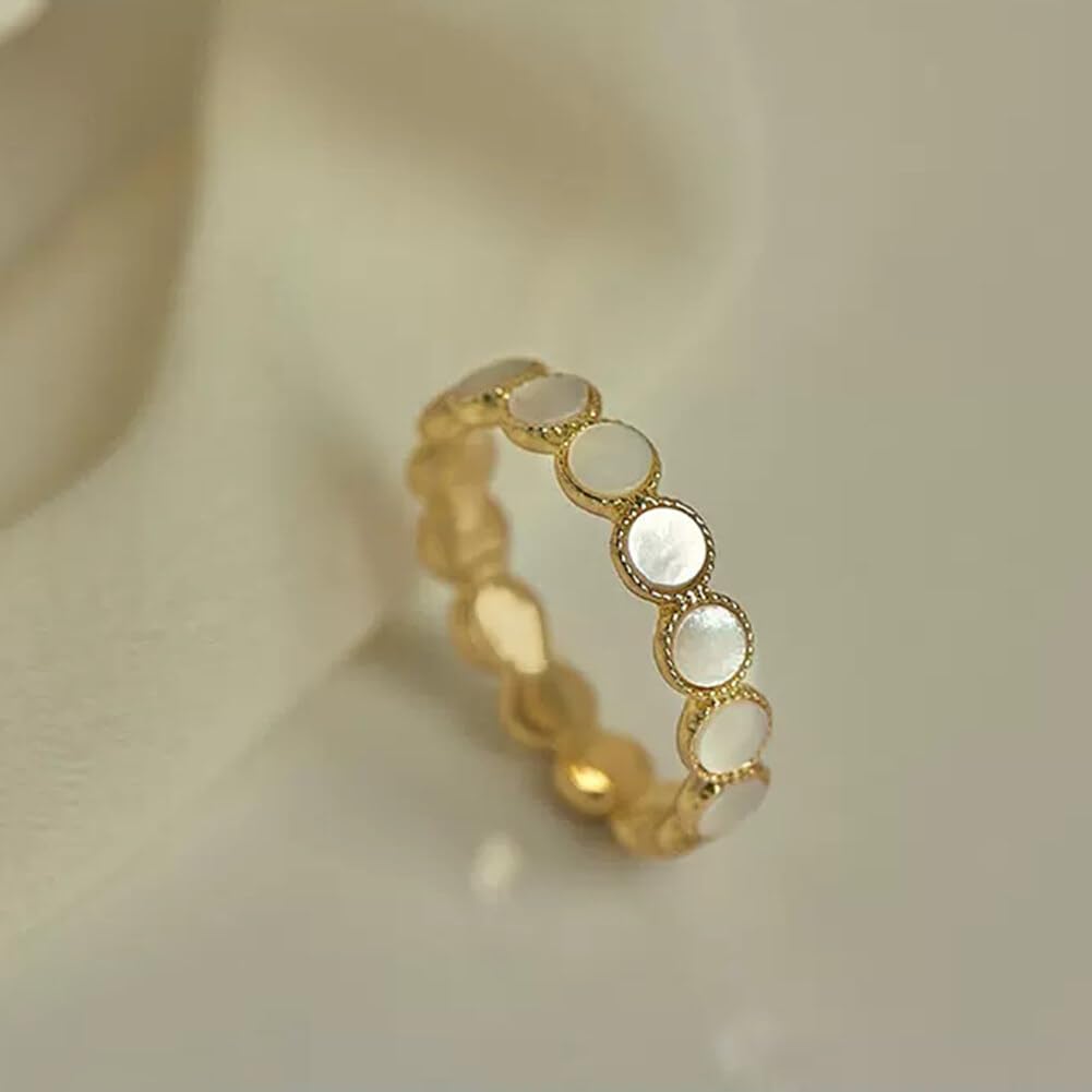 Anillo de 14 quilates para mujer, ligero, tamaño chapado en oro con 6/7/8, perlas de oro, uso especial y elegante, ajuste diario, anillo ideal, ocasiones para, Metal
