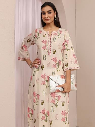 Image of Libas Printed Cotton Straight Kurta for Women