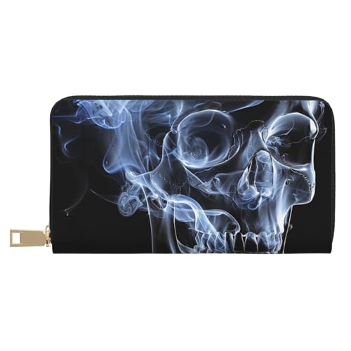 Skull Printed Long Wallet for Women Men Cute Coin Purse with Card Holder