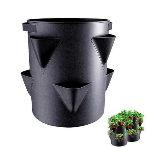 FEZTGVOFA Strawberry Planter, Durable Outdoor Plant Pot with 6 Side Holes, Breathable Fabric Grow Bag for Garden and Balcony, Ideal for Growing Strawberries, Vegetables, and Flowers (35 x 30cm)